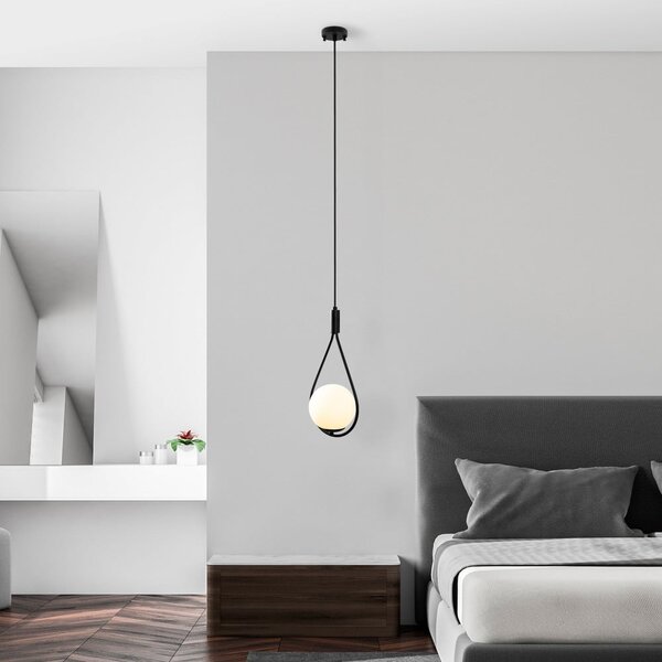 Crna viseća svjetiljka sa staklenim sjenilom Sessiz – Opviq lights
