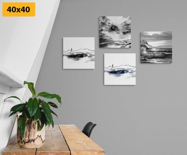 Set slika more u imitaciji ulja na platnu