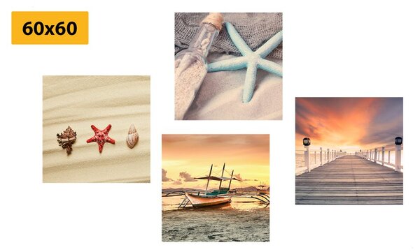 Set slika ukrasi mora i plaže