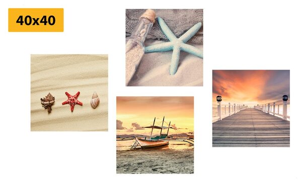 Set slika ukrasi mora i plaže