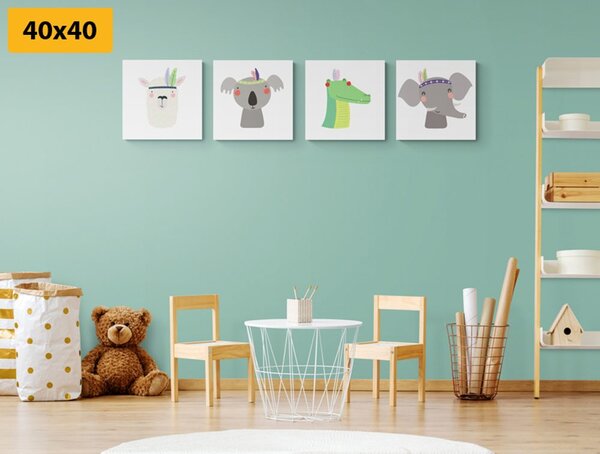 Set slika slatke životinje s percem