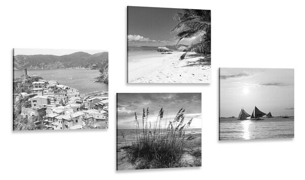 Set slika raj na zemlji u crno-bijelom dizajnu