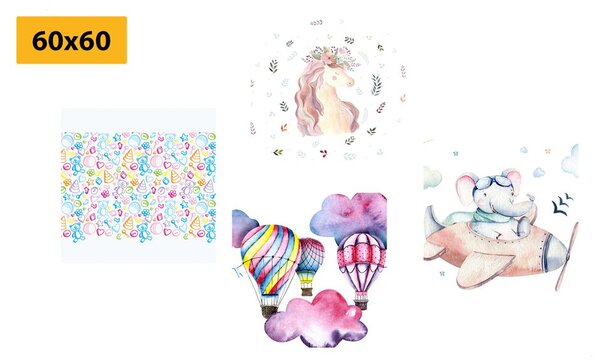 Set slika za djecu u pastelnim bojama