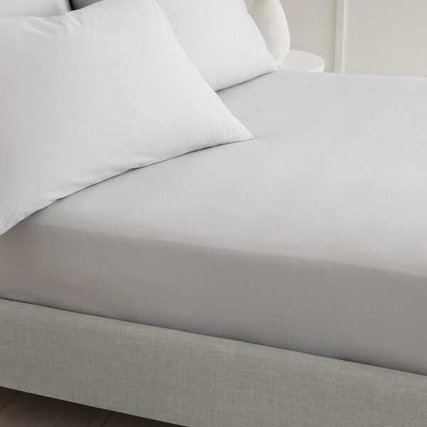 Siva plahta s gumom od pamučnog perkala 185x200 cm Cotton Percale – Bianca