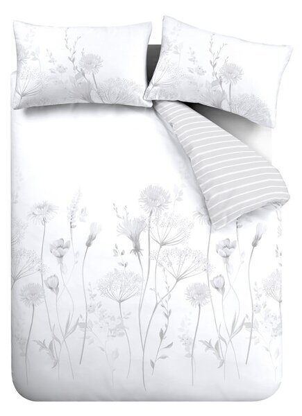 Bijela/siva posteljina za bračni krevet/za produženi krevet 230x220 cm Meadowsweet Floral – Catherine Lansfield