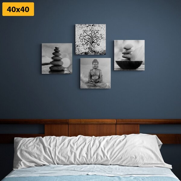 Set slika s crno-bijelim Feng Shui motivom