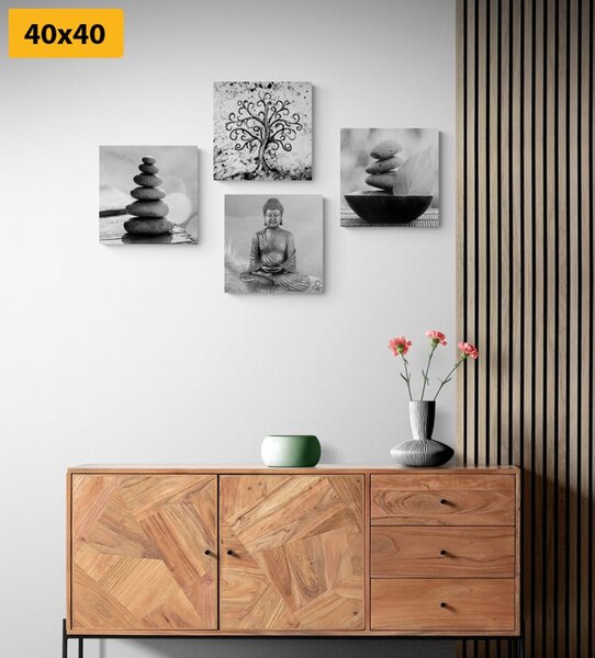 Set slika s crno-bijelim Feng Shui motivom