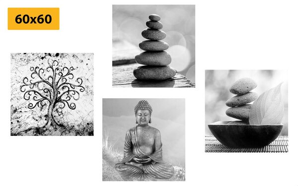 Set slika s crno-bijelim Feng Shui motivom