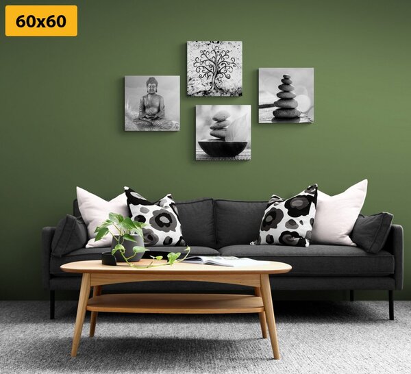 Set slika s crno-bijelim Feng Shui motivom