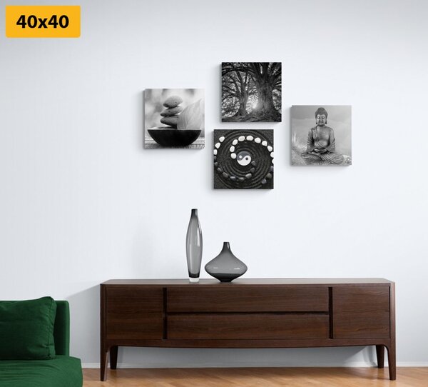Set slika Feng Shui u crno-bijelom stilu