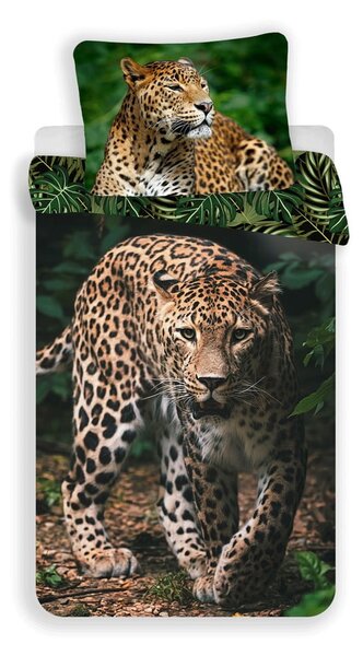 Pamučna dječja posteljina za krevet za jednu osobu 140x200 cm Leopard "Green" – Jerry Fabrics