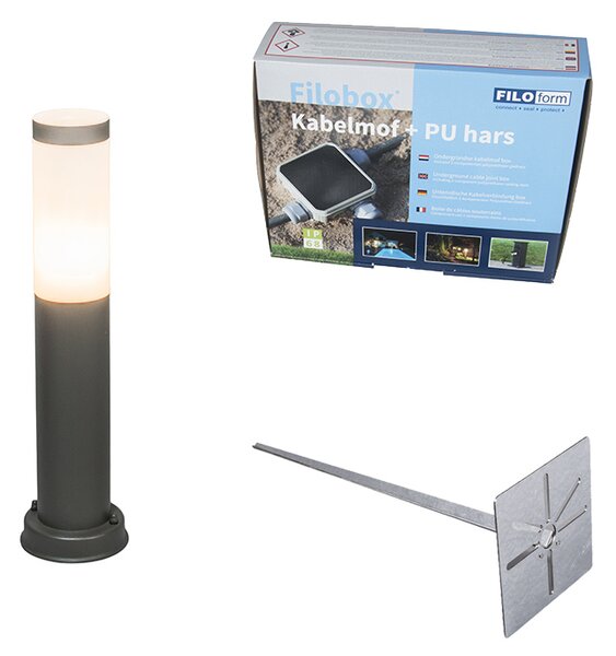 Vanjska lampa na stupu antracit 45 cm IP44 - Rox sa zemaljskim šiljkom i uvodnikom za kabel