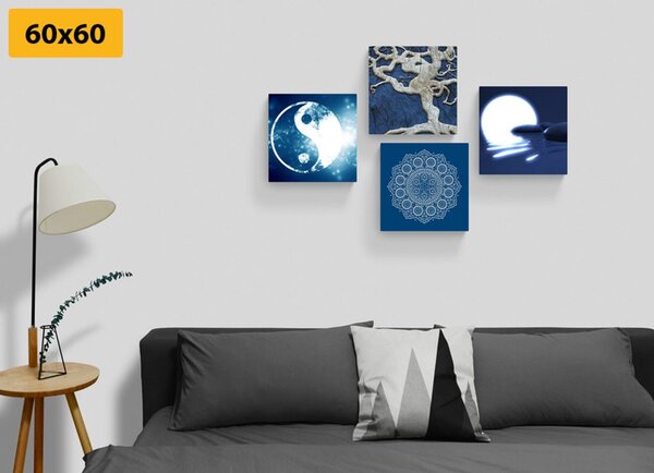 Set slika Feng Shui u plavom dizajnu