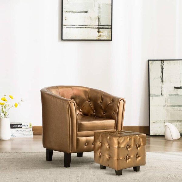 VidaXL Fotelja od umjetne kože s osloncem za noge smeđa
