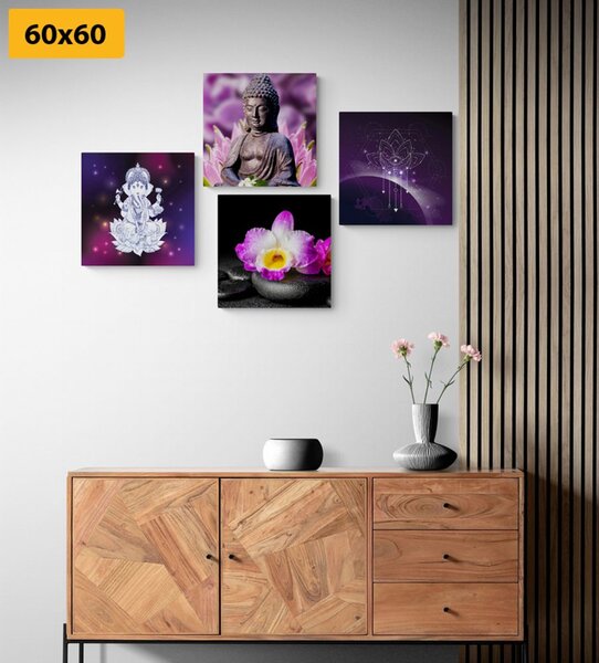 Set slika Feng Shui u ljubičastom dizajnu