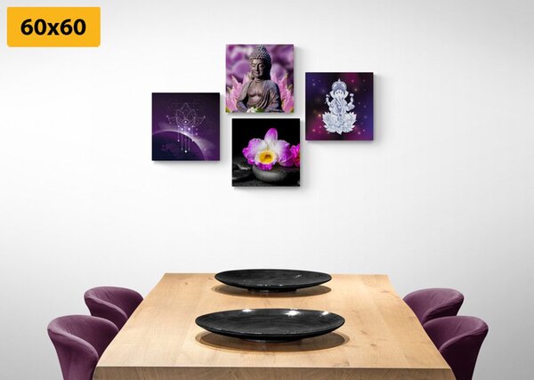 Set slika Feng Shui u ljubičastom dizajnu