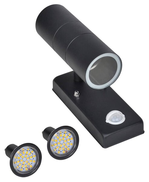 VidaXL LED zidna svjetiljka od nehrđajućeg čelika cilindričnog oblika crna