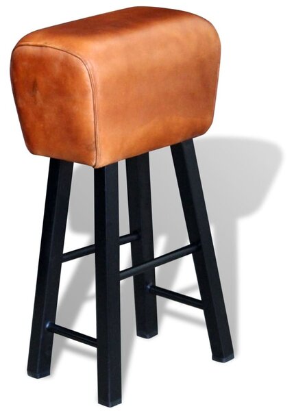 VidaXL Barski stolac od prave kože crno smeđi