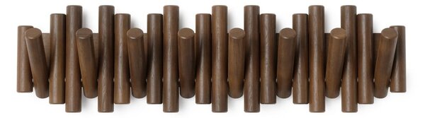 Tamno smeđa zidna vješalica od masivnog bora 61 cm Picket – Umbra
