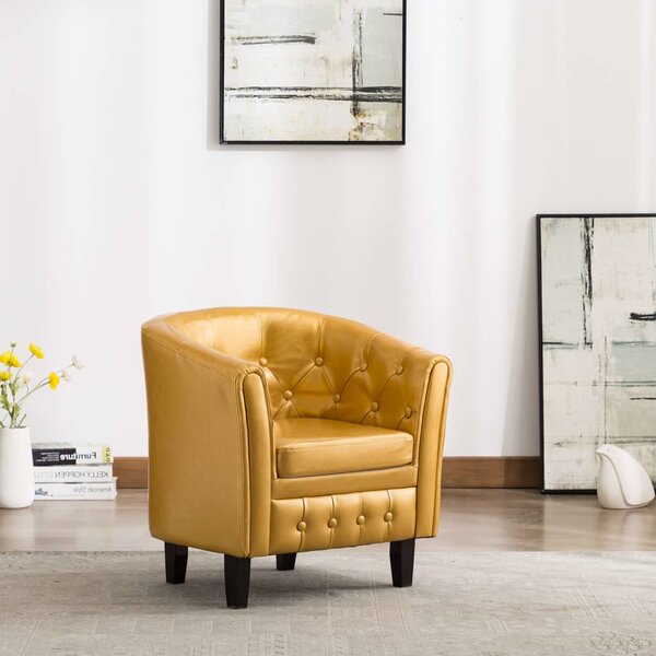 VidaXL Fotelja od umjetne kože zlatna