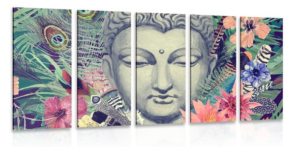5-dijelna slika Buddha na egzotičnoj pozadini