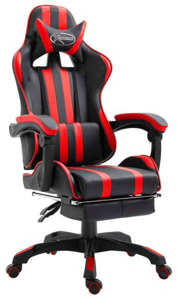 VidaXL Igraća stolica od umjetne kože s osloncem za noge crvena