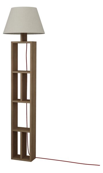 Drvena podna svjetiljka s bijelim tekstilnim sjenilom Homitis Giorno