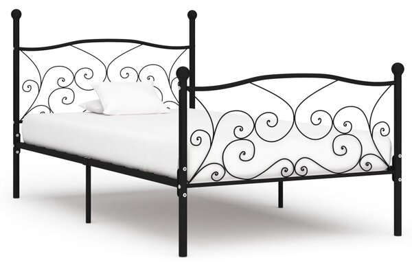 VidaXL Okvir za krevet s podnicama crni metalni 90 x 200 cm