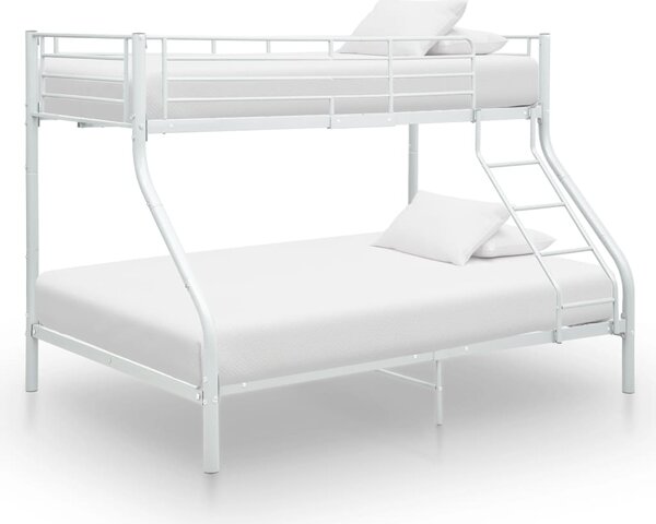 VidaXL Okvir za krevet na kat bijeli metalni 140 x 200 / 90 x 200 cm