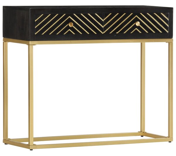 VidaXL Konzolni stol crno-zlatni 90 x 30 x 75 cm masivno drvo manga