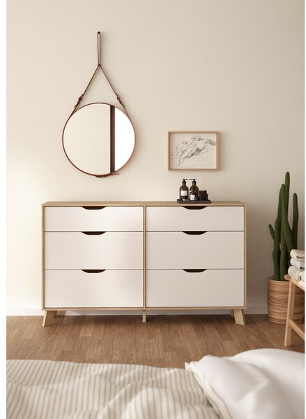 Bijela/u prirodnoj boji komoda u dekoru hrasta 156x92x40 cm Ikast – Tvilum