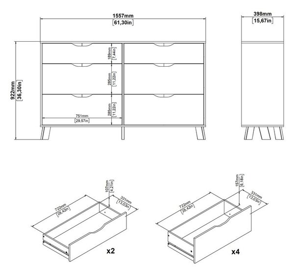 Bijela/u prirodnoj boji komoda u dekoru hrasta 156x92x40 cm Ikast – Tvilum