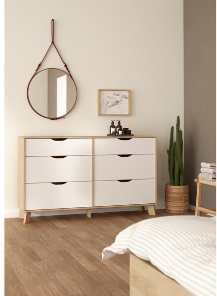 Bijela/u prirodnoj boji komoda u dekoru hrasta 156x92x40 cm Ikast – Tvilum