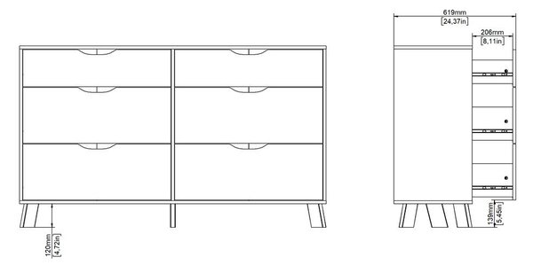 Bijela/u prirodnoj boji komoda u dekoru hrasta 156x92x40 cm Ikast – Tvilum