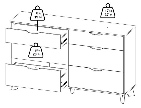 Bijela/u prirodnoj boji komoda u dekoru hrasta 156x92x40 cm Ikast – Tvilum