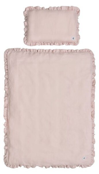 Ružičasta dječja lanena posteljina i jastuk BELLAMY Dusty Pink, 80 x 100 cm