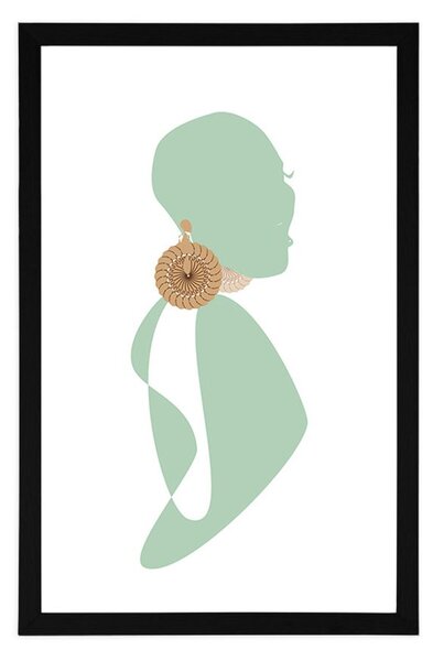 Plakat s paspartuom silueta žene na bijeloj pozadini