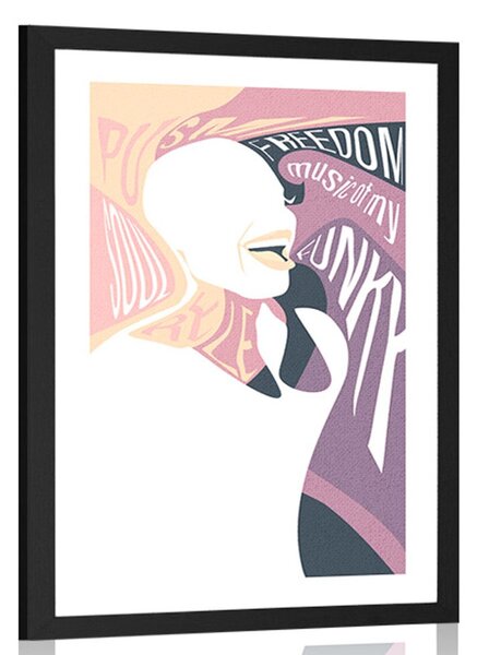 Plakat s paspartuom žena s natpisom u suptilnim bojama
