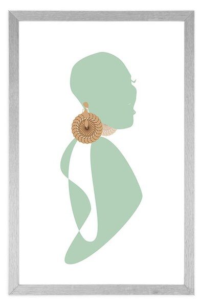 Plakat s paspartuom silueta žene na bijeloj pozadini