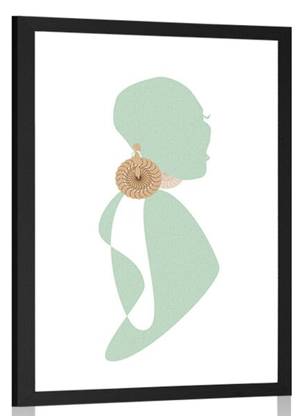 Plakat s paspartuom silueta žene na bijeloj pozadini