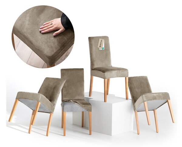 Sivo-bež rastezljive presvlake 4 kom za stolicu 48 cm Sento – Restilo