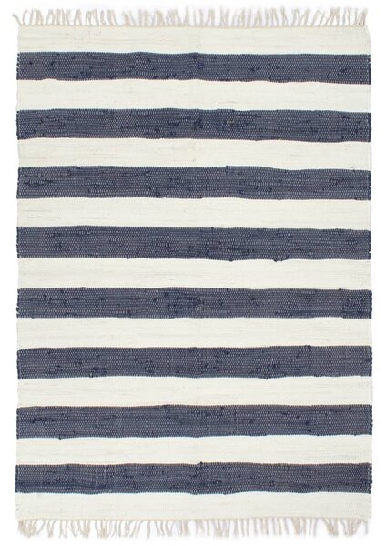 VidaXL Ručno tkani tepih Chindi od pamuka 80 x 160 cm plavo-bijeli