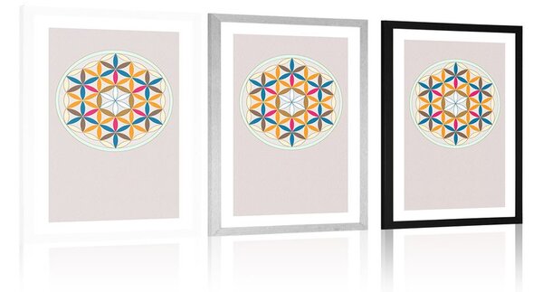 Plakat s paspartuom šarena Mandala