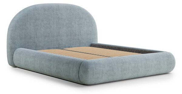 Svijetlo plavi tapecirani bračni krevet s prostorom za odlaganje s podnicom 160x200 cm Maumere – Maison de Rêve