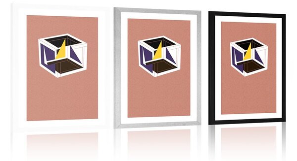 Plakat s paspartuom kocka u šarenom dizajnu