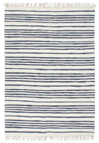 VidaXL Ručno tkani tepih Chindi od pamuka 200 x 290 cm plavo-bijeli