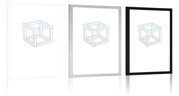 Plakat s paspartuom minimalistička kocka