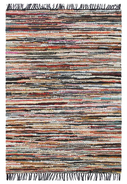 VidaXL Ručno tkani tepih Chindi od kože 80 x 160 cm raznobojni
