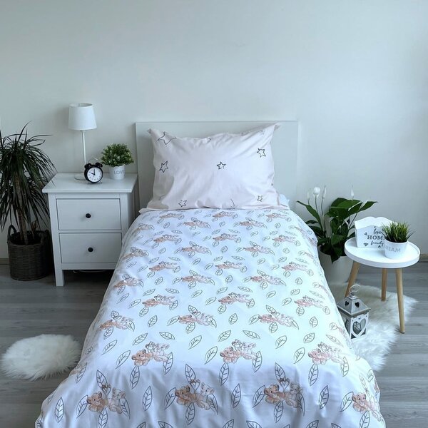 Svijetlo žuta pamučna dječja posteljina sa svjetlećim efektom za krevet za jednu osobu 140x200 cm Lion King "Best friends" – Jerry Fabrics