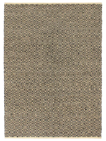 VidaXL Ručno tkani tepih Chindi od kože i pamuka 160 x 230 cm crni